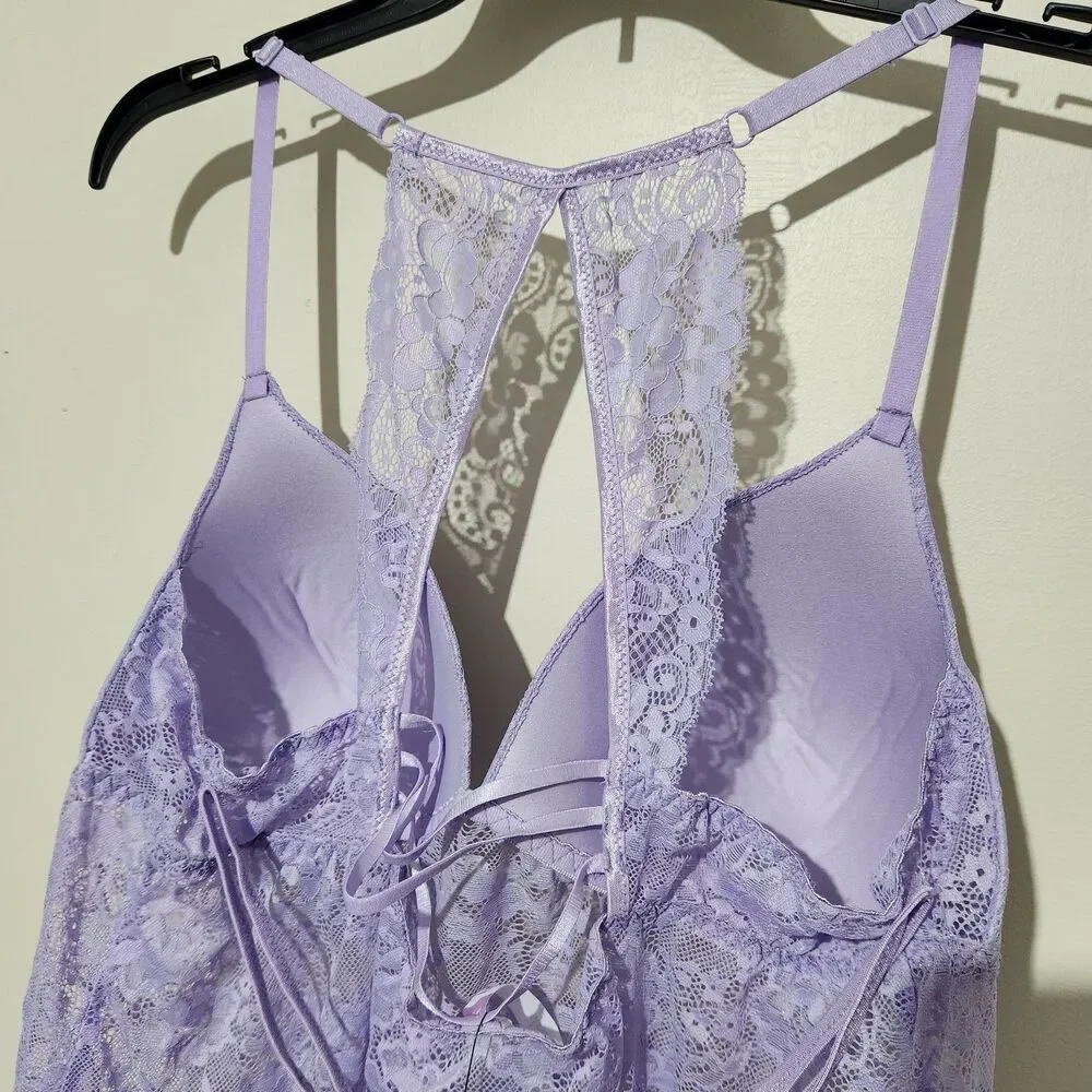 Lilac London 2PCS!! Babydoll chemise and thong lingerie set Size XXL Lavender
